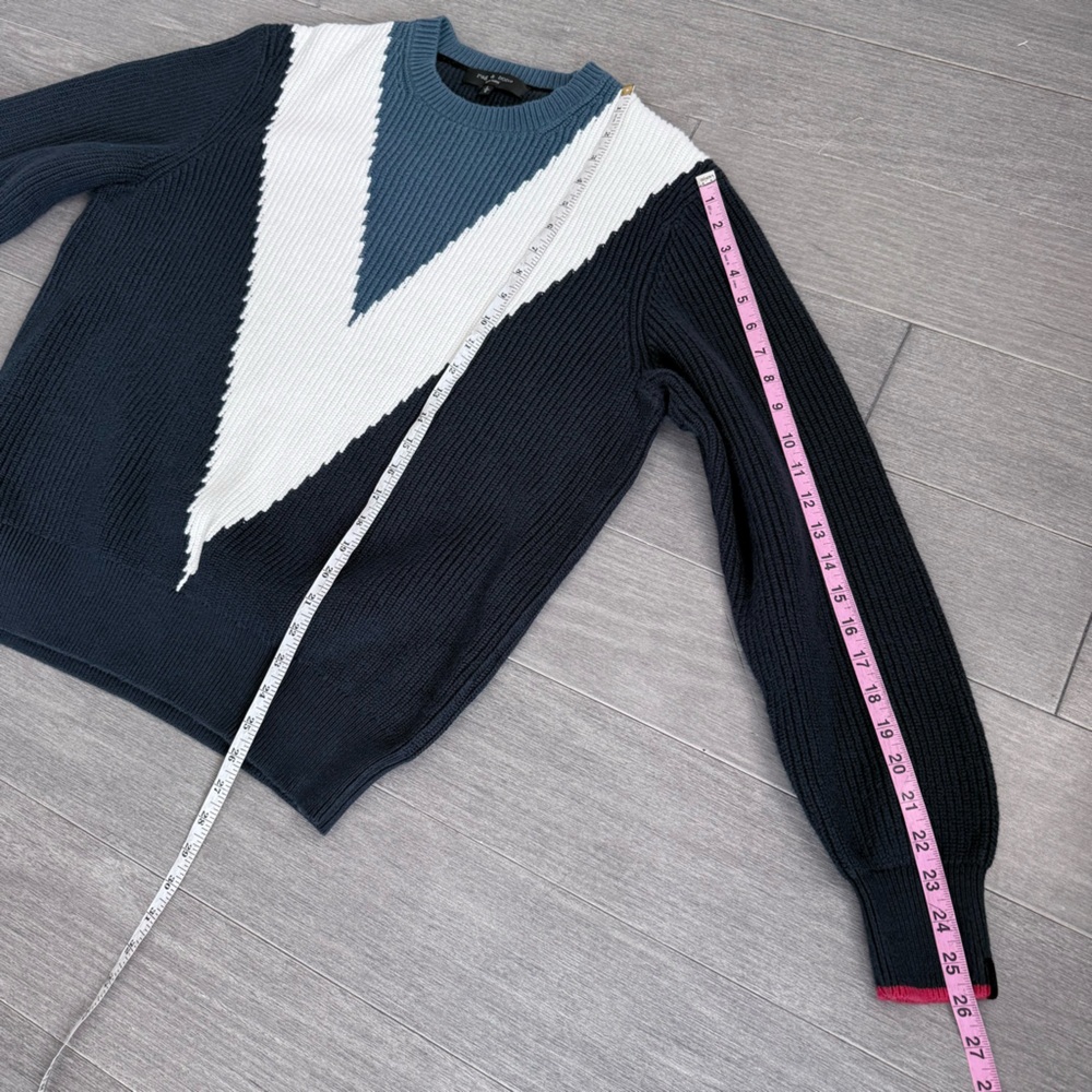 Rag & Bone Emory Intarsia Sweater Mens L Chevron Colorblock Cable Knit Cotton - Picture 15 of 15